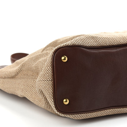 Saint Laurent Linen Belle de Jour Cabas Tote Brown 8 of 11