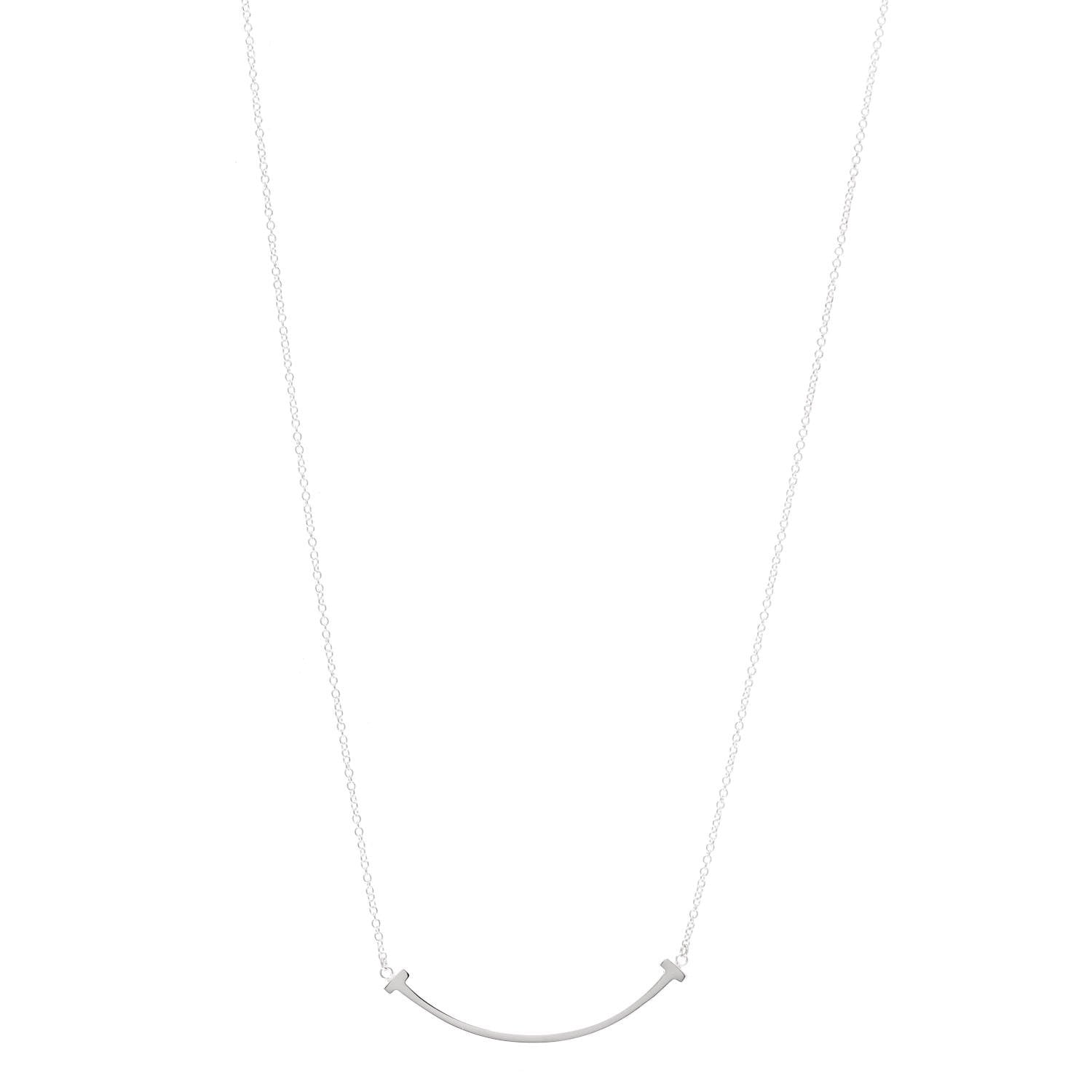 Tiffany Sterling Silver Small T Smile Pendant Necklace 1 of 6