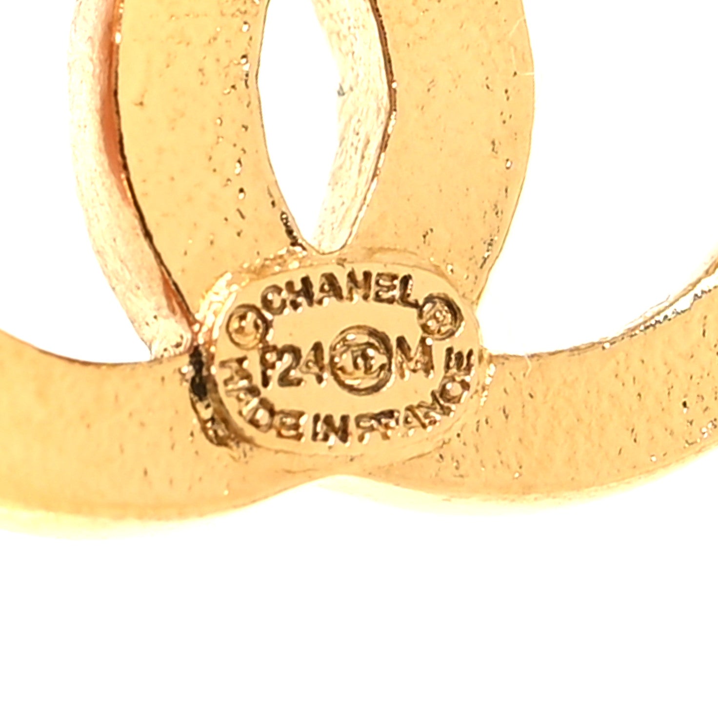 Chanel Metal Textured CC Earrings Gold 4 of 4