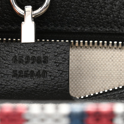 Gucci Canvas Plaid ICCUG Embroidered Small Tote Bag Black White Red Blue Smile Yellow 7 of 10