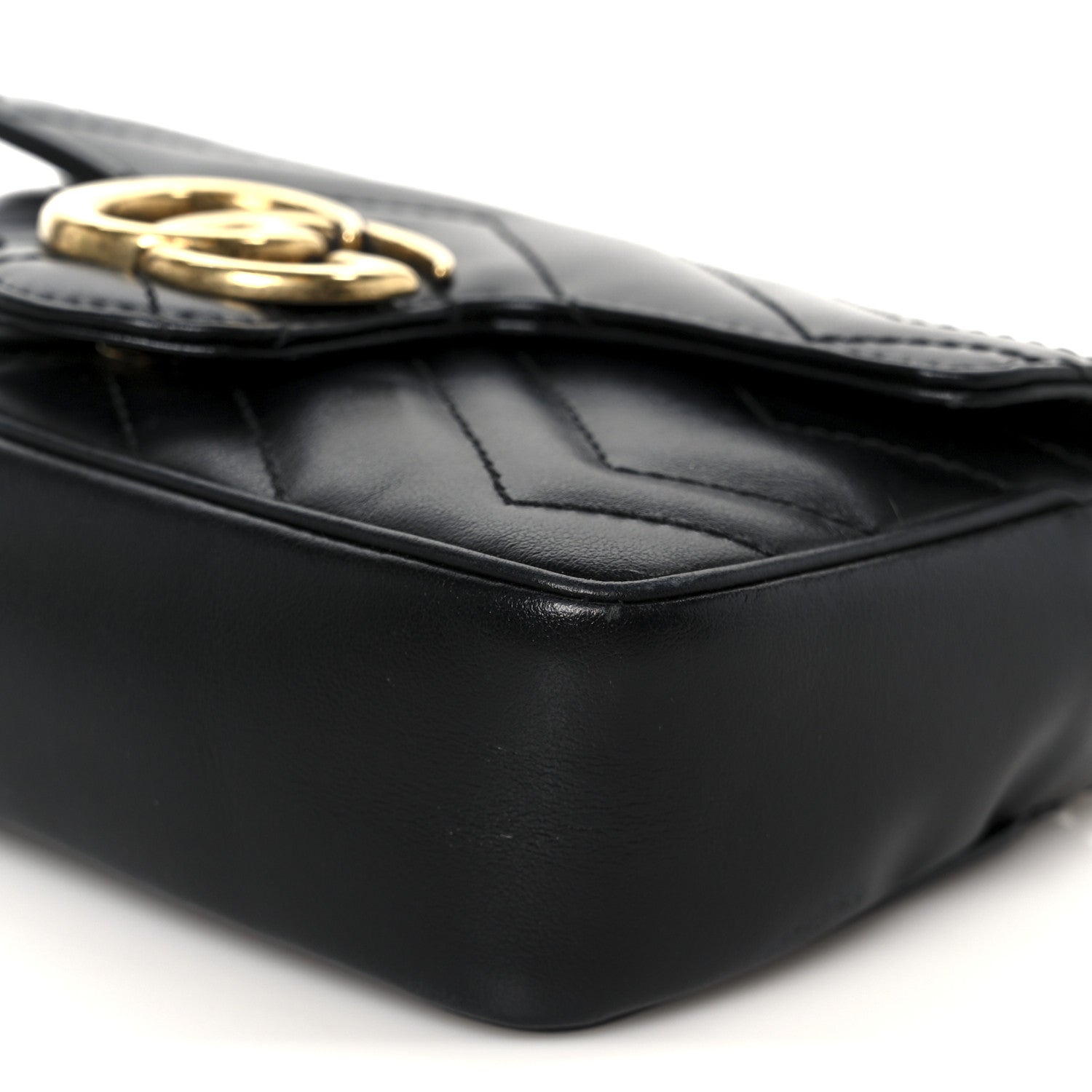 Gucci Calfskin Matelasse Super Mini GG Marmont Shoulder Bag Black 10 of 11
