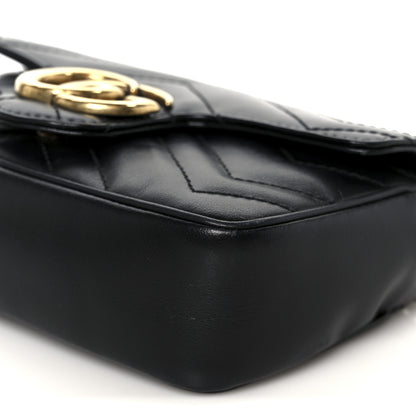 Gucci Calfskin Matelasse Super Mini GG Marmont Shoulder Bag Black 10 of 11
