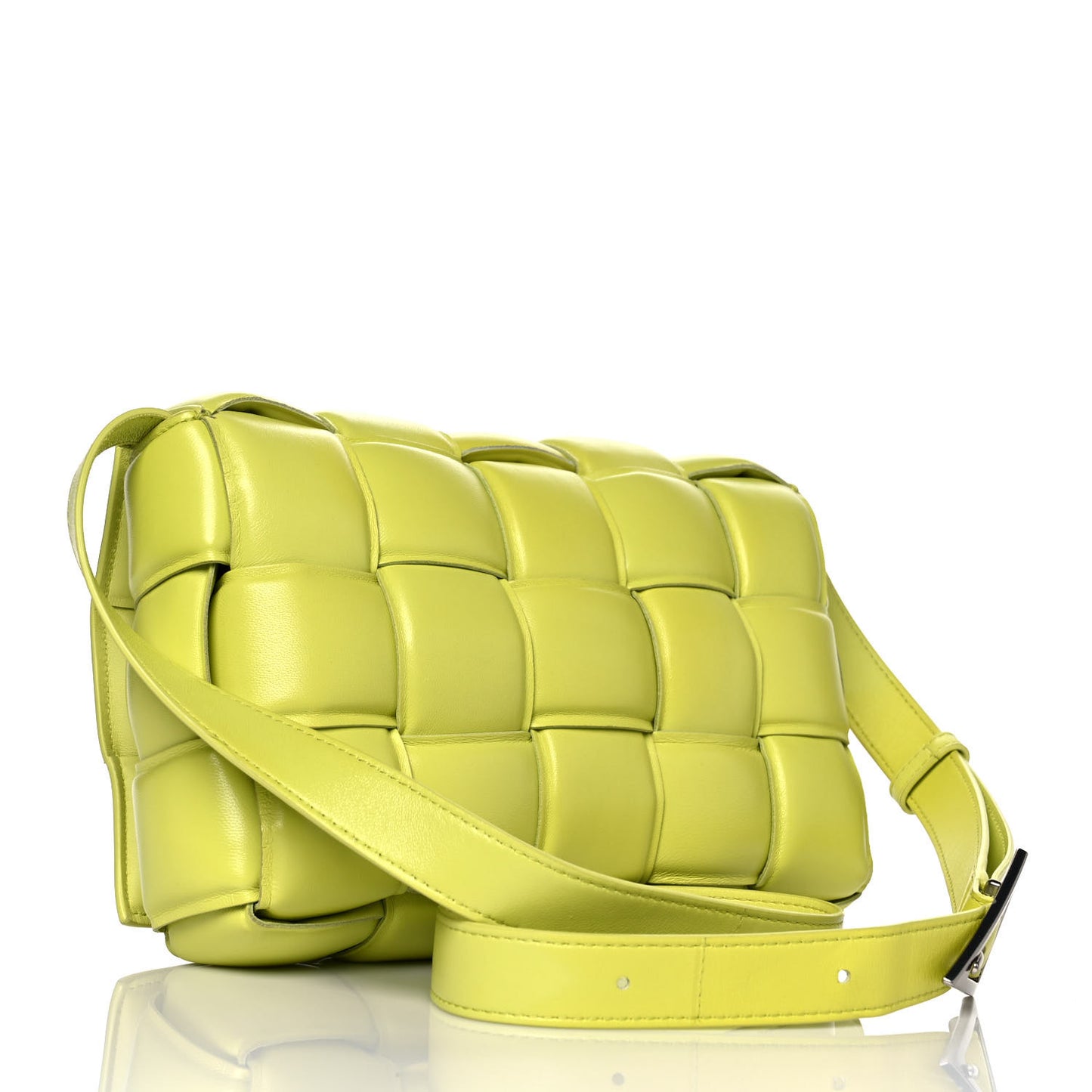 Nappa Maxi Intreccio Padded Cassette Crossbody Bag Seagrass