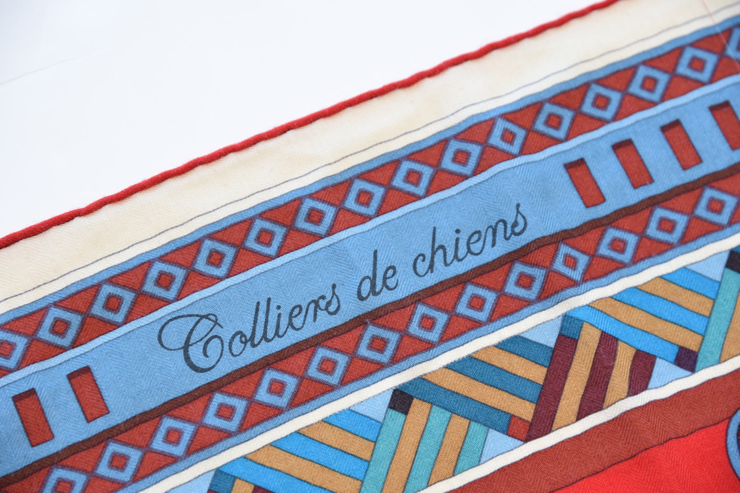Cashmere Silk Colliers de Chiens Shawl 140 Rouge Petrole Canard