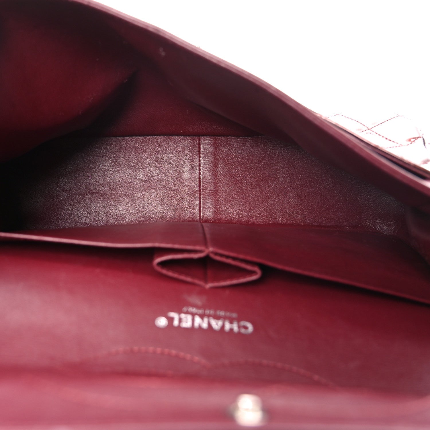 Chanel Striated Patent Quilted Jumbo Double Flap Burgundy 5 of 11