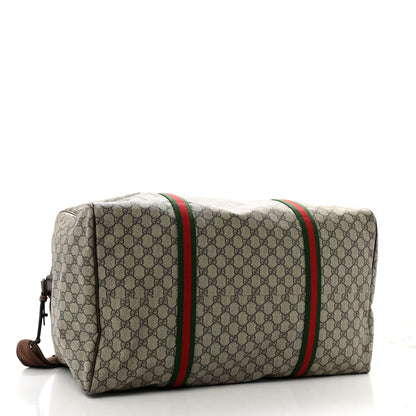 Gucci Tender GG Supreme Monogram Textured Dollar Calfskin Web Large Duffle Bag Beige Ebony New Acero 3 of 11