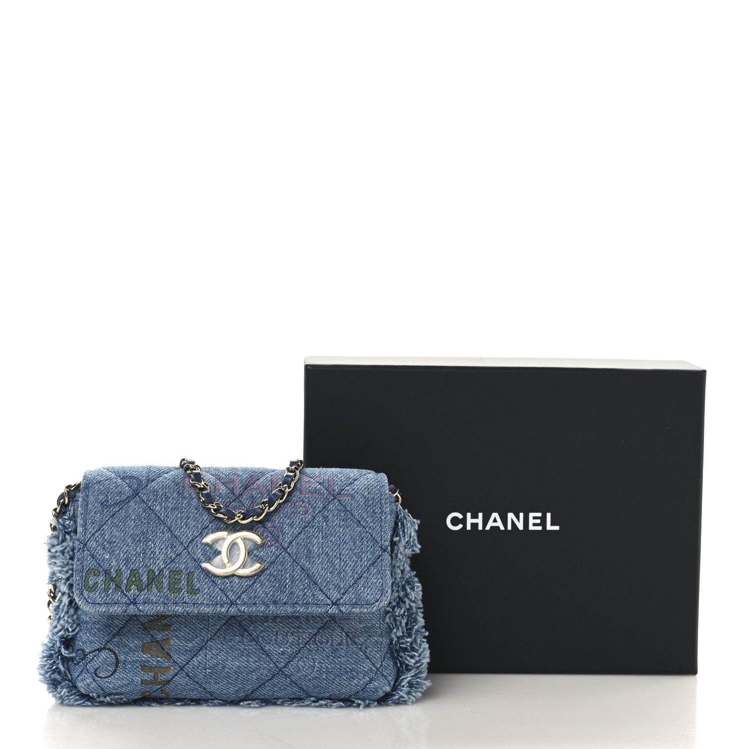 Chanel Denim Quilted Denim Mood Clutch With Chain Blue Multicolor 11 of 11