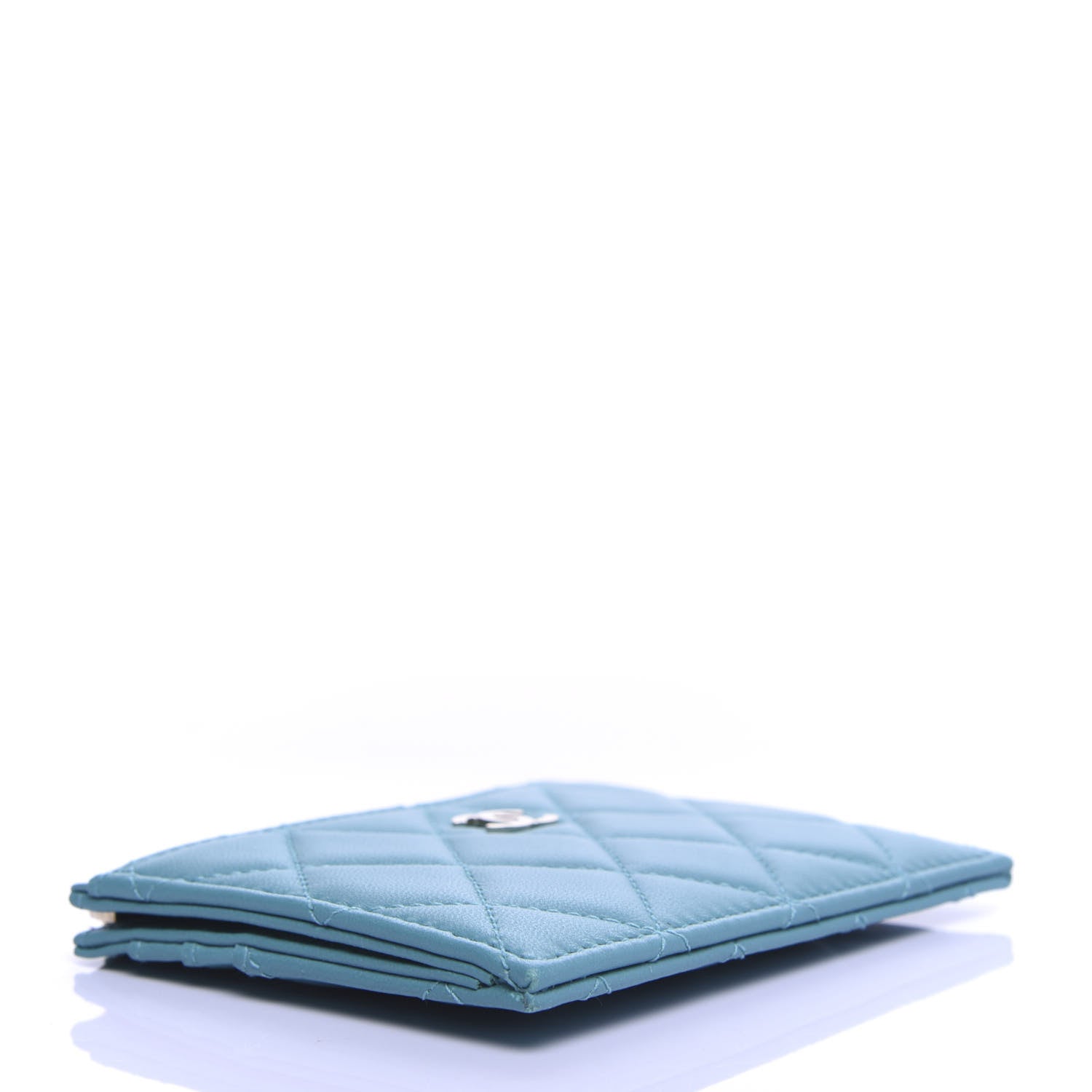 Chanel Lambskin Quilted Zip Card Holder Turquoise 4 of 7