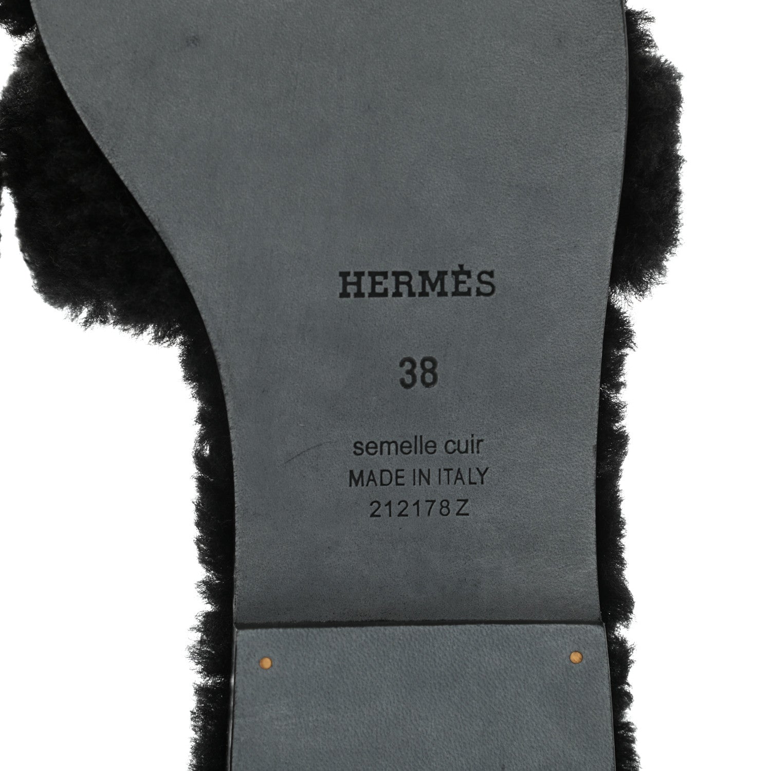 Hermes Woolskin Oran Sandals 38 Black 6 of 7