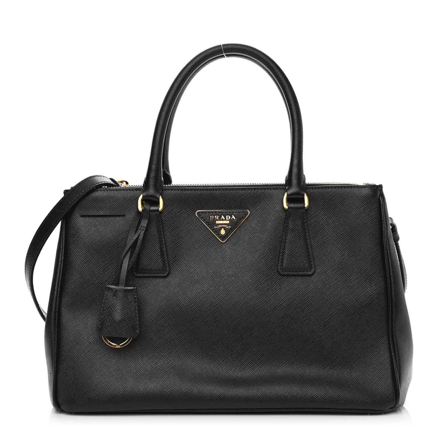 Saffiano Small Galleria Double Zip Tote Black