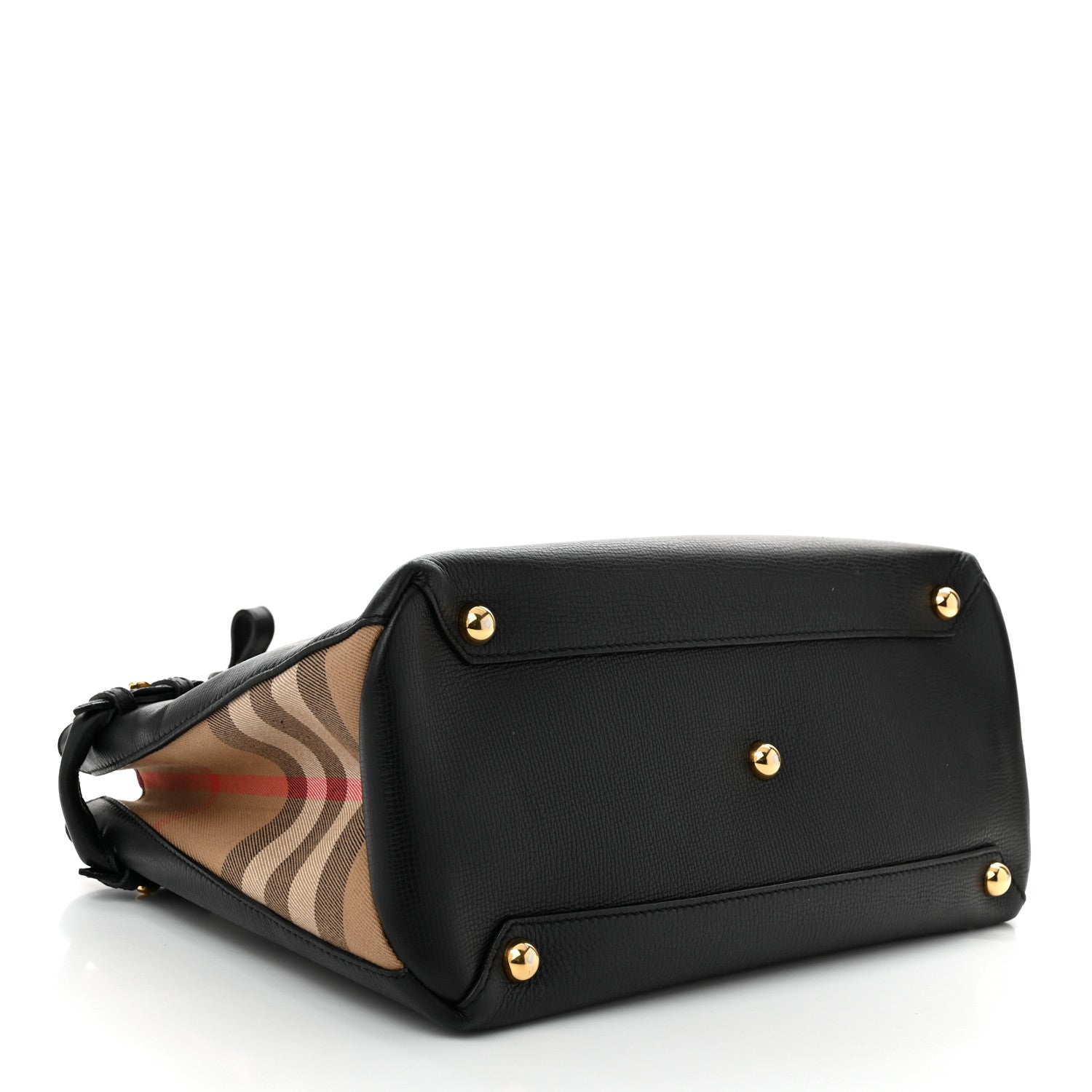 Burberry Derby Calfskin House Check Medium Banner Tote Black 4 of 9