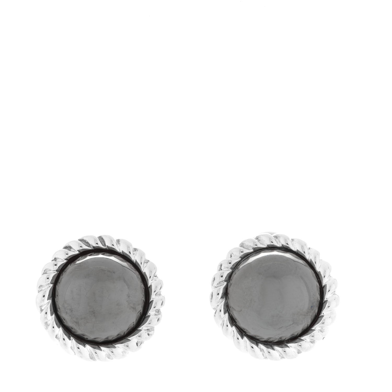 Tiffany Sterling Silver Hematite Round Clip Earrings 1 of 5