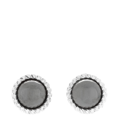Tiffany Sterling Silver Hematite Round Clip Earrings 1 of 5