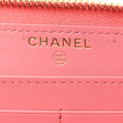 Chanel Caviar Camellia Embossed Zip Around Large Gusset Wallet Pink 7 of 13