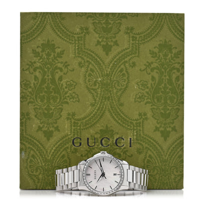 Gucci Stainless Steel Diamond Bezel Mother of Pearl 28mm G-Timeless Quartz Watch 5 of 5