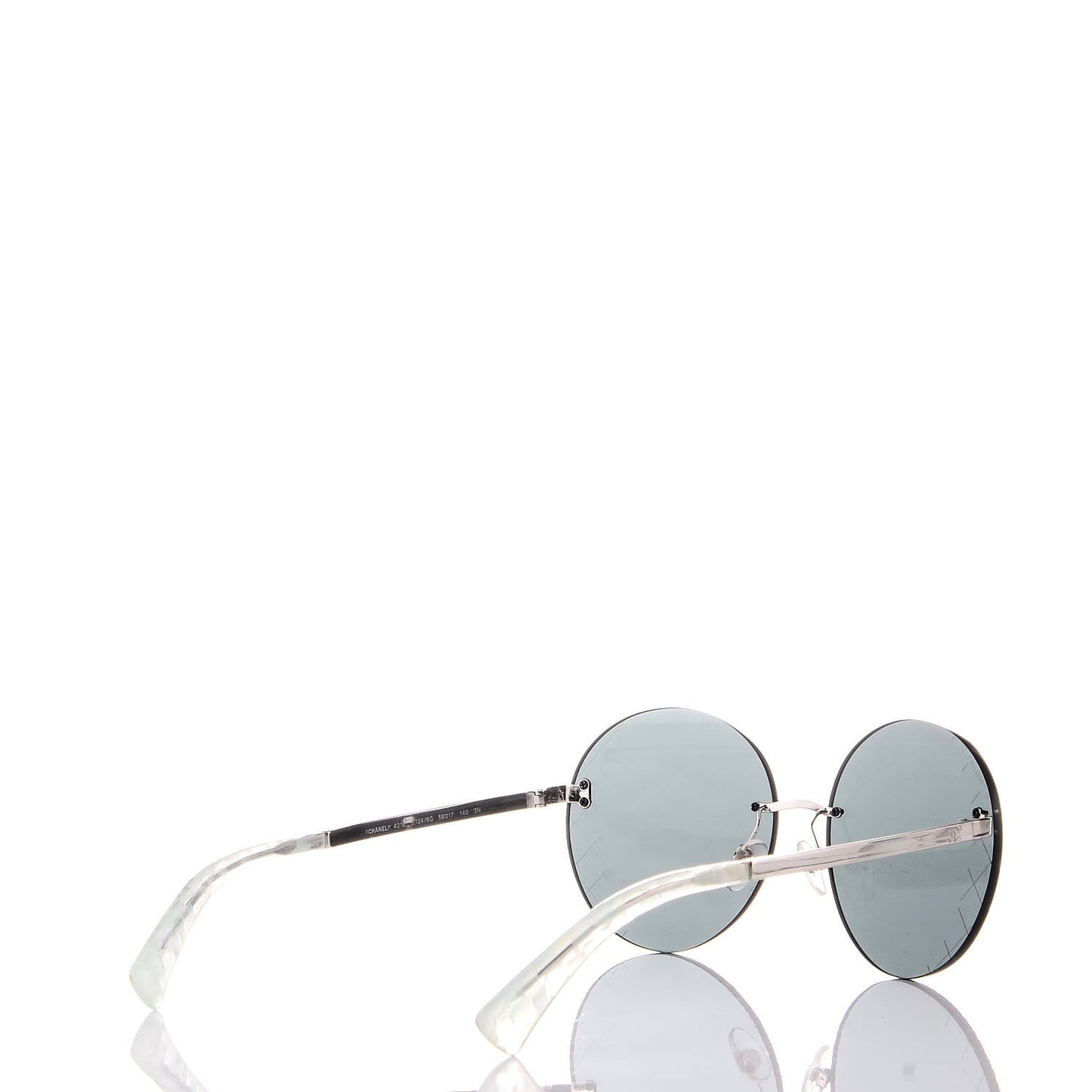 Metal Rimless Round Sunglasses 4216 Silver