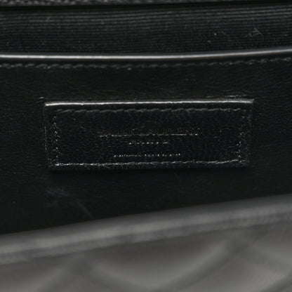 Saint Laurent Grain De Poudre Textured Mixed Matelasse Triquilt Medium Monogram Monochrome Satchel Black 7 of 11