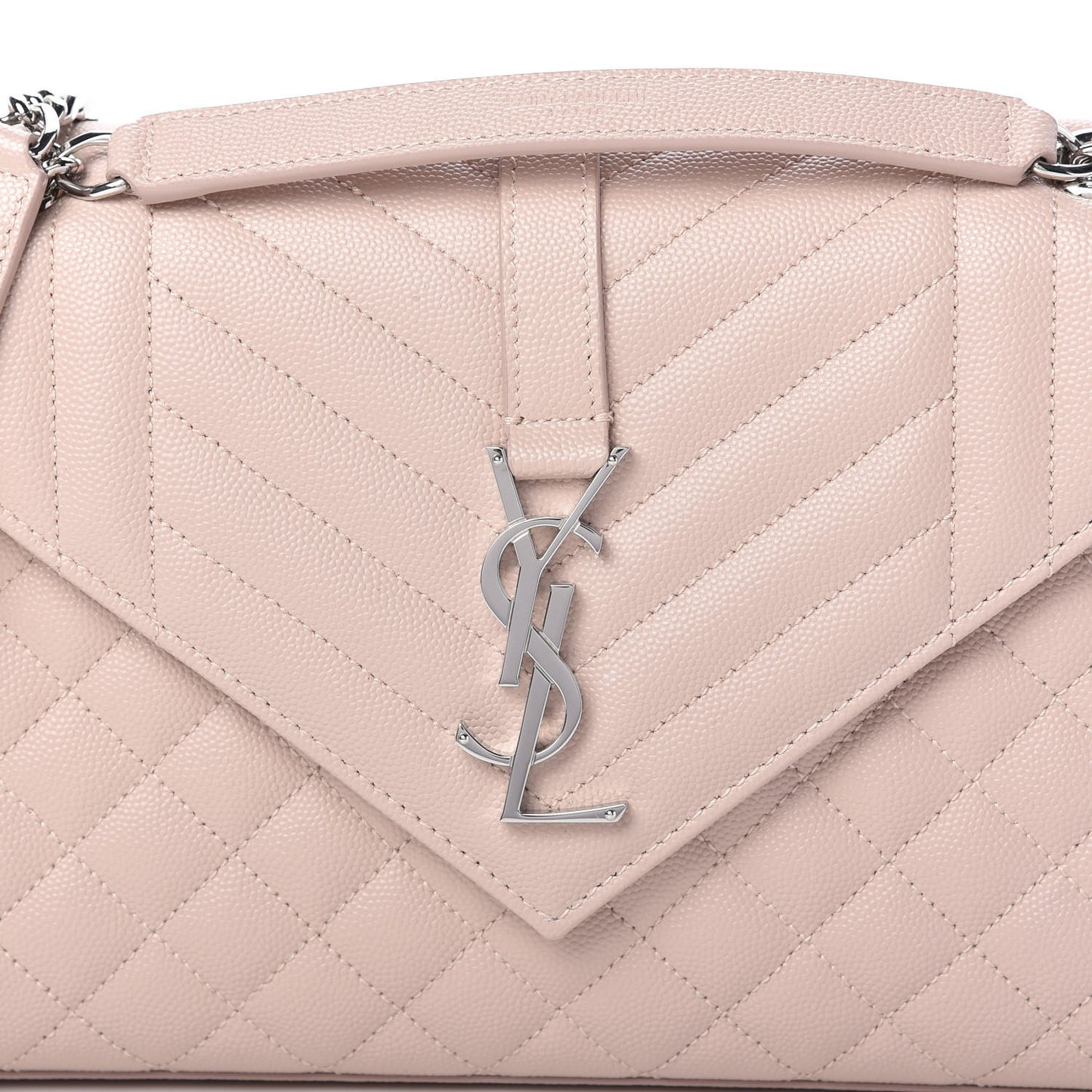Grain De Poudre Textured Mixed Matelasse Medium Triquilt Monogram Satchel Marble Pink
