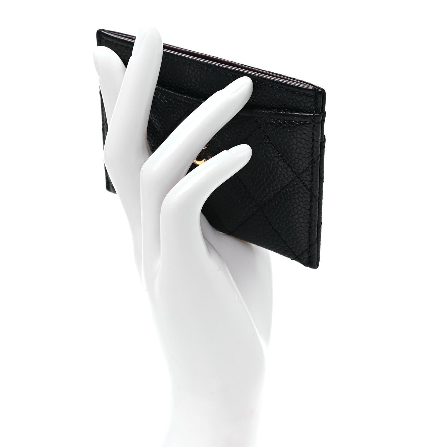 Caviar Quilted Card Holder Black