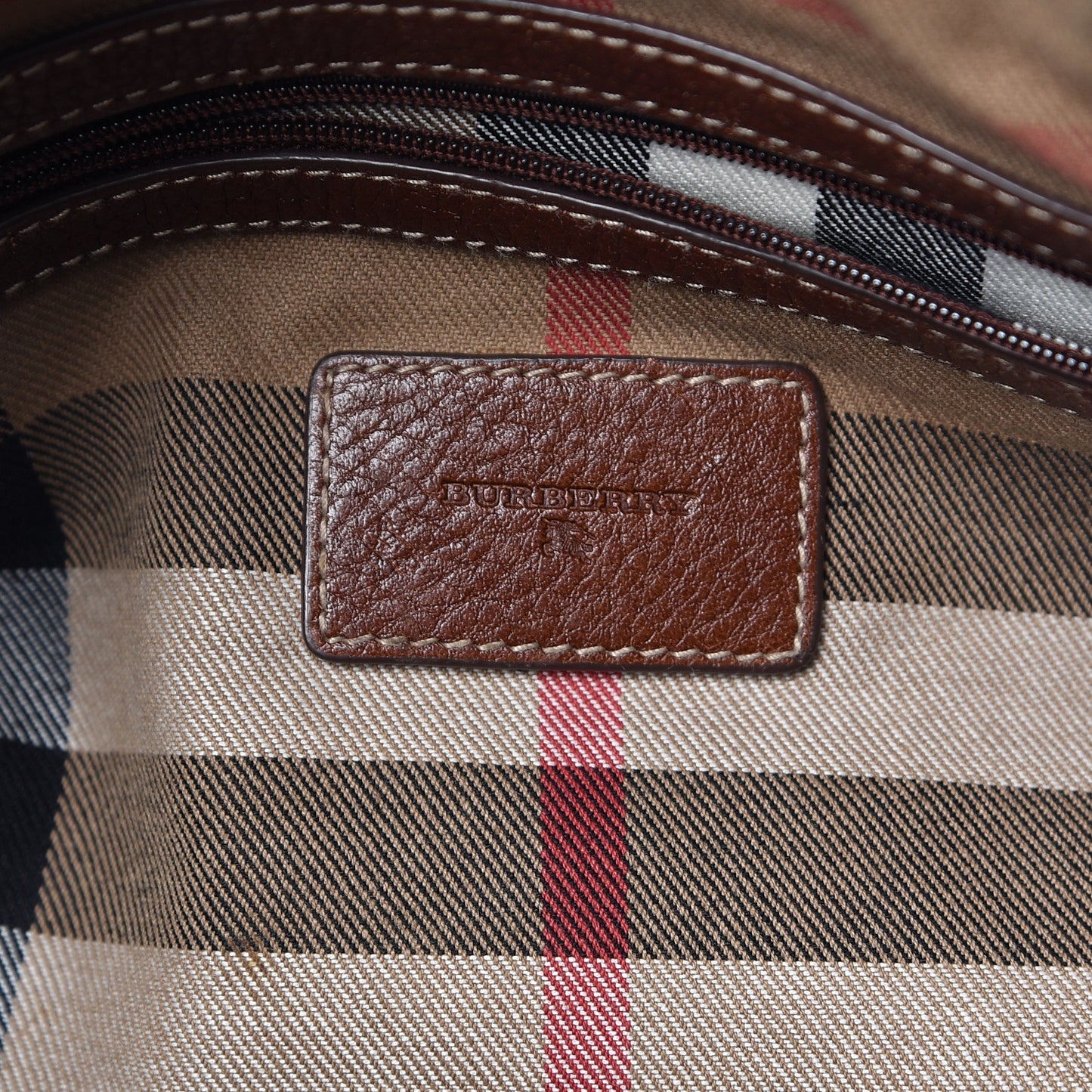 Grained Calfskin Satchel Brown