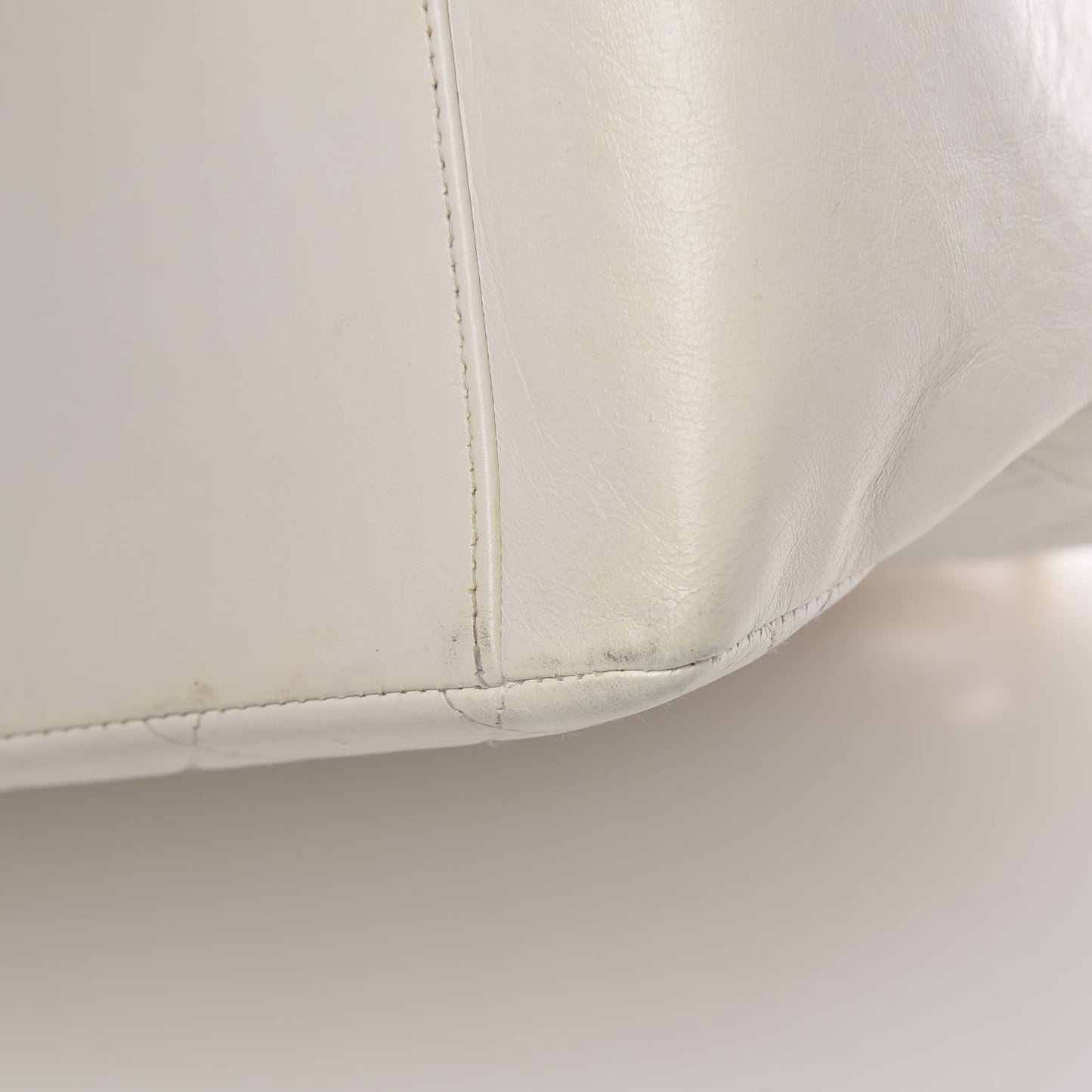 Calfskin Quilted Shopping Tote White