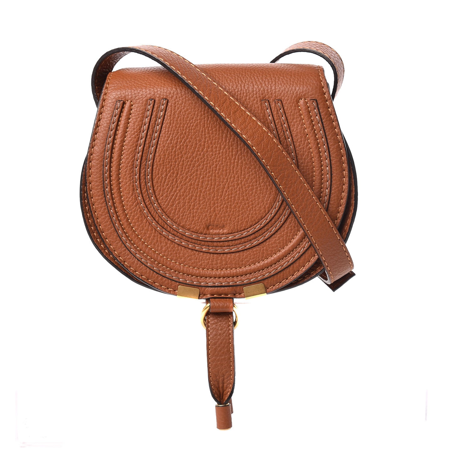 Calfskin Mini Marcie Round Crossbody Bag Tan