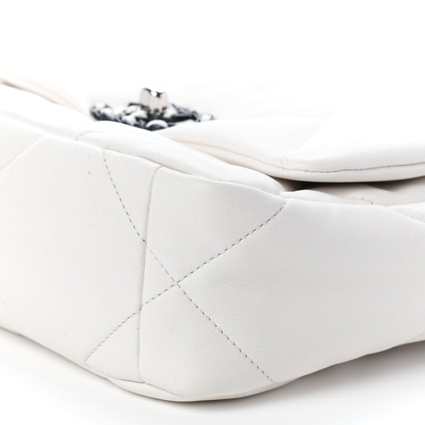 Glossy Calfskin Quilted Medium Chanel 19 Flap White Black