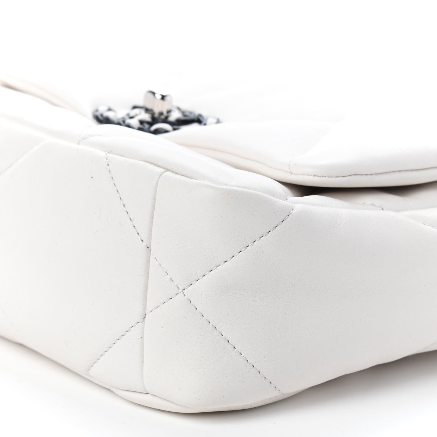 Chanel Glossy Calfskin Quilted Medium Chanel 19 Flap White Black 9 of 9