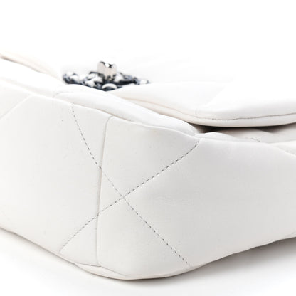 Chanel Glossy Calfskin Quilted Medium Chanel 19 Flap White Black 9 of 9
