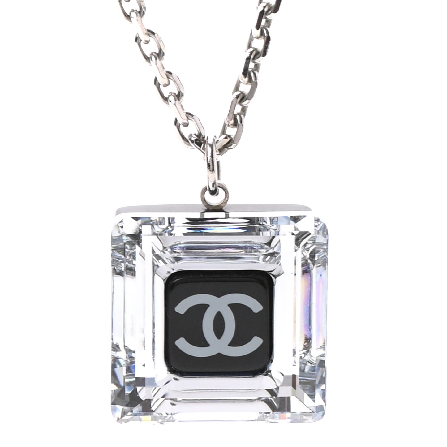 Lucite CC Square Charm Necklace