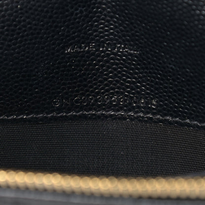 Saint Laurent Grain De Poudre Matelasse Chevron Monogram Envelope Chain Wallet Black 8 of 10