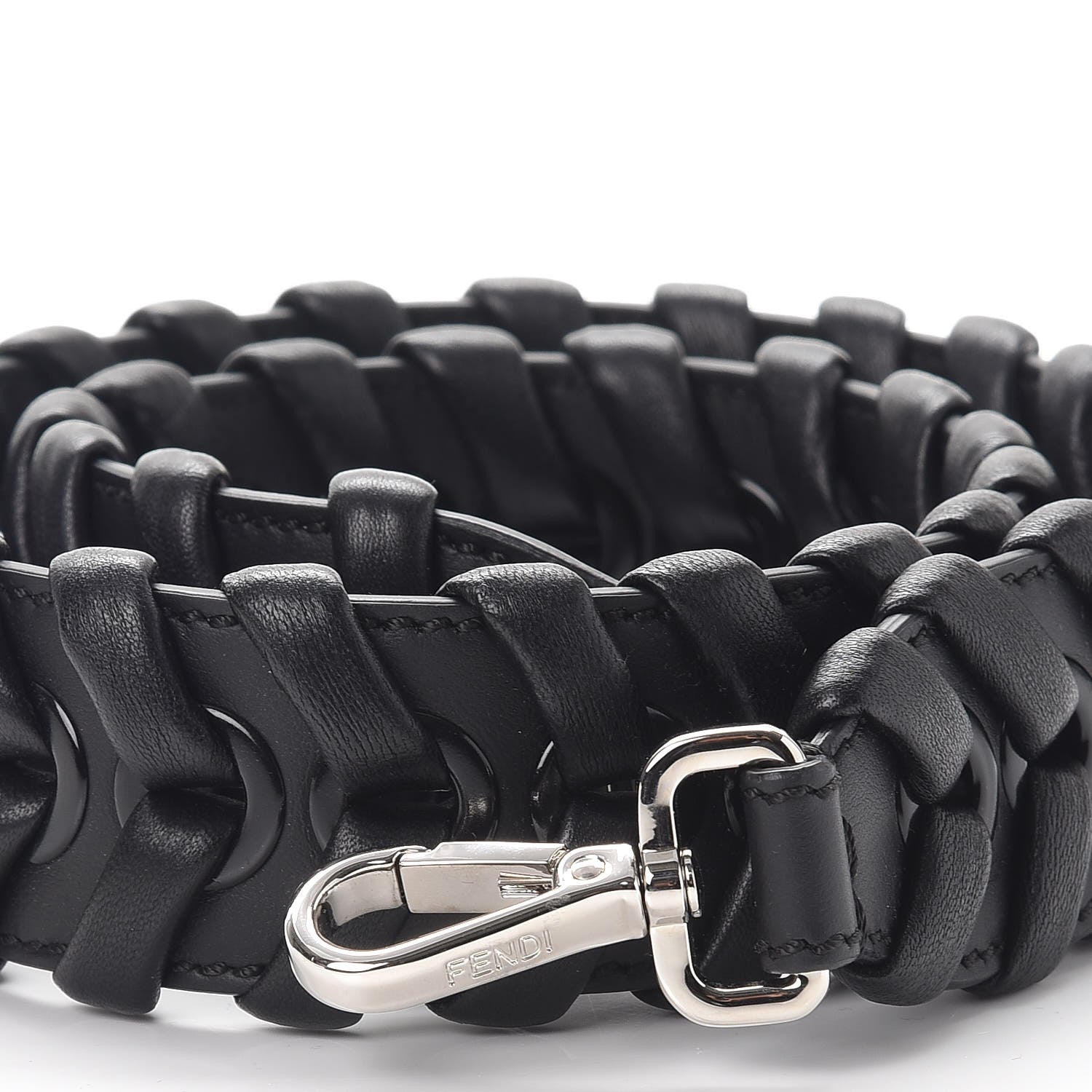 Fendi Vitello Dolce Shiny Nappa Lace Up Strap You Black 3 of 4