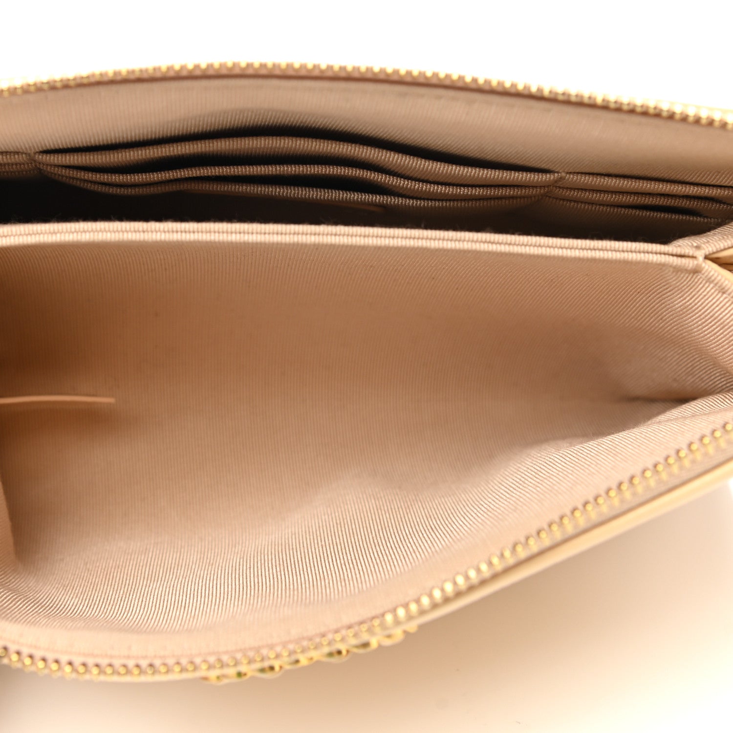 Chanel Shiny Goatskin Quilted Chanel 19 Small Pouch With Handle Beige 6 of 11