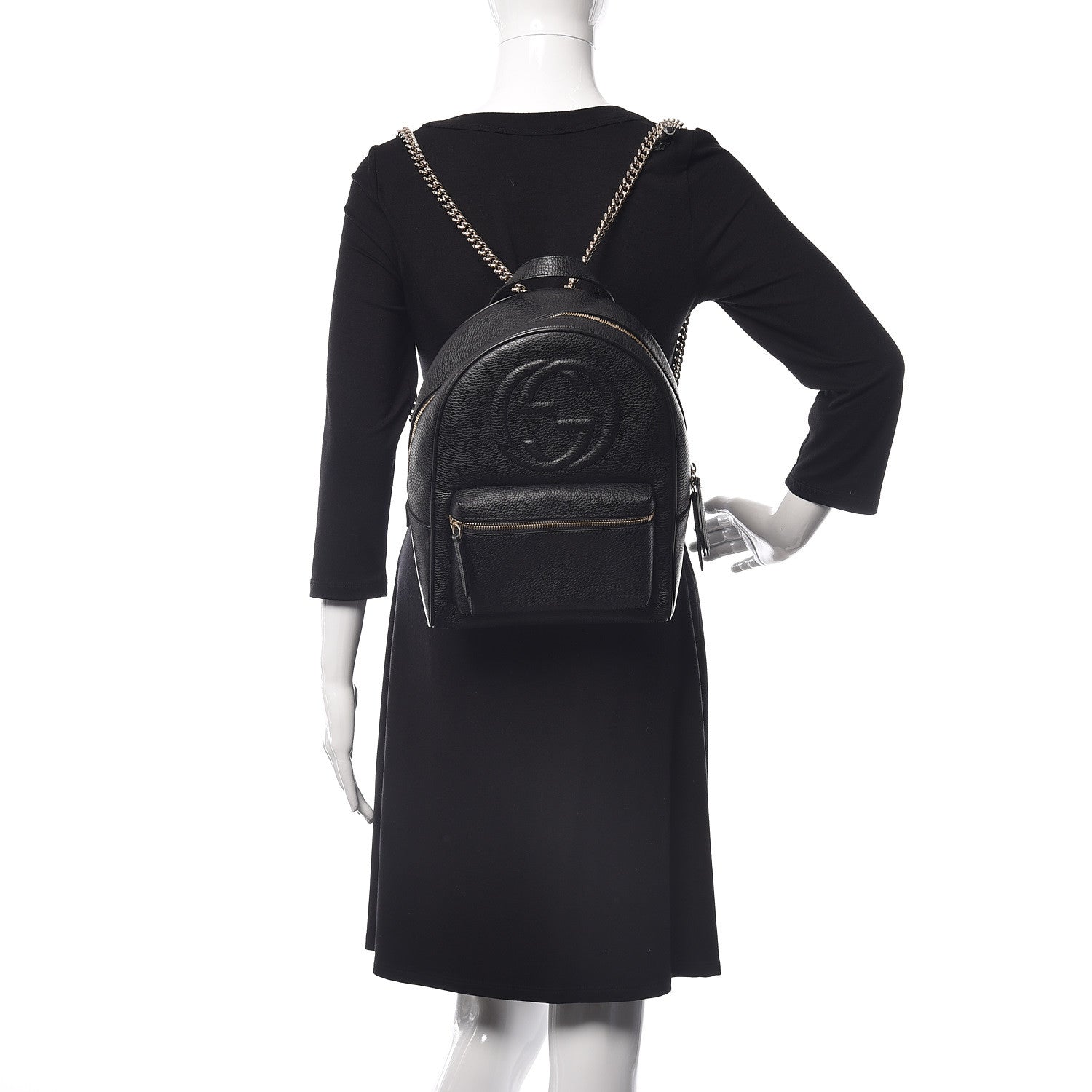 Gucci Pebbled Calfskin Soho Chain Backpack Black 2 of 9