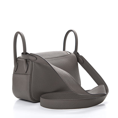 Hermes Taurillon Clemence Mini Lindy 20 Etain 2 of 9