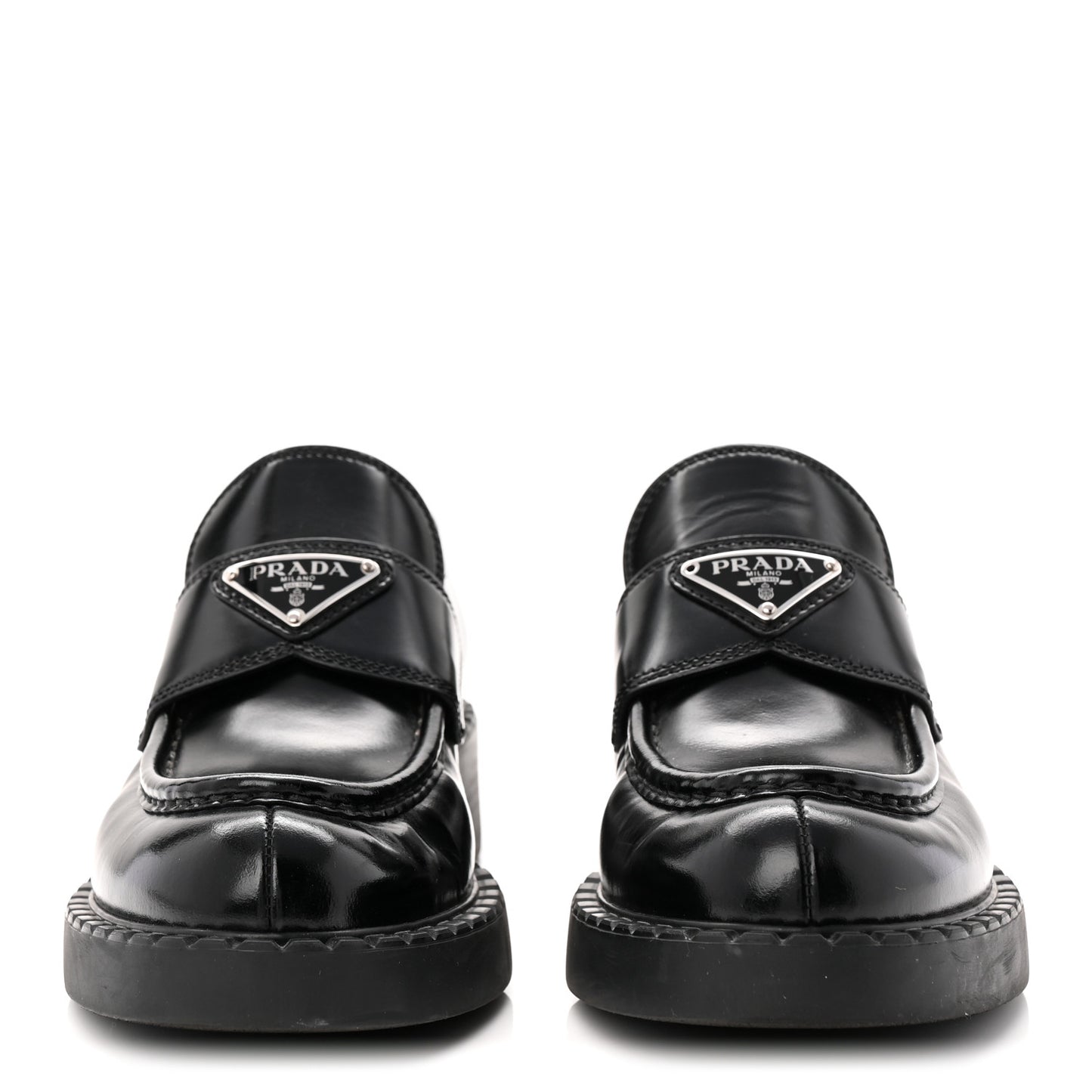 Spazzolato Metal Triangle Logo 50mm Loafers 38 Black