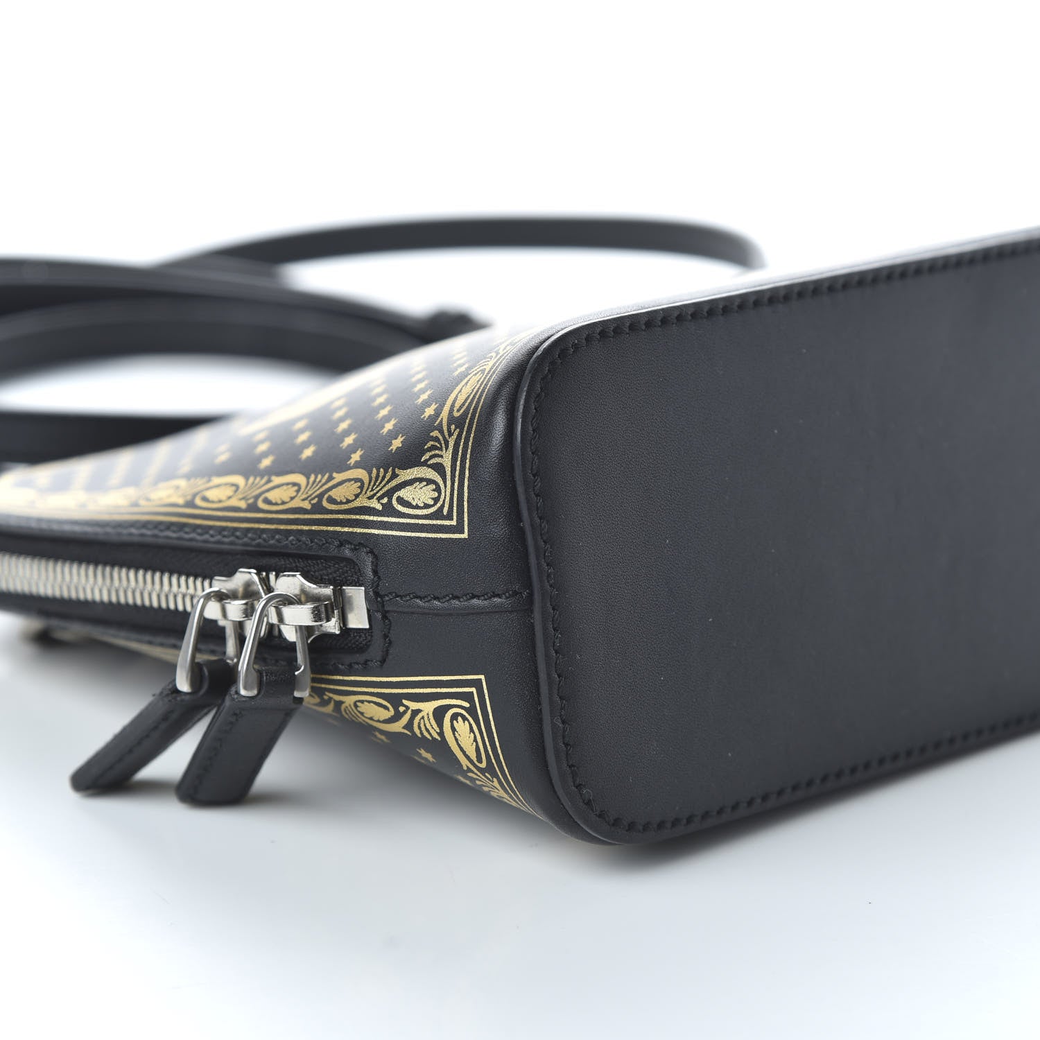 Gucci X SEGA Calfskin GUCCY Stars Mini Dome Shoulder Bag Black Gold 6 of 10
