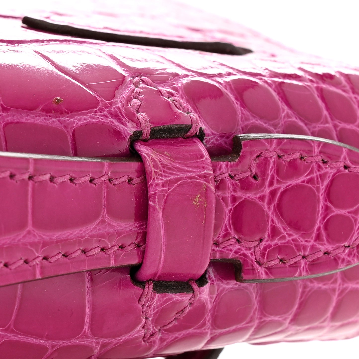 Shiny Alligator Kelly Pochette Rose Scheherazade