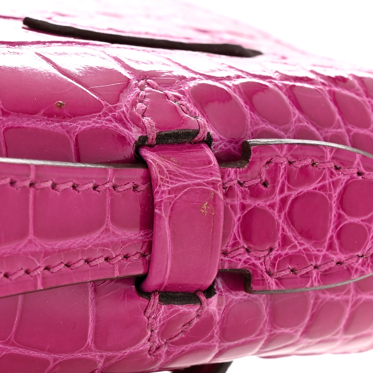 Hermes Shiny Alligator Kelly Pochette Rose Scheherazade 14 of 14