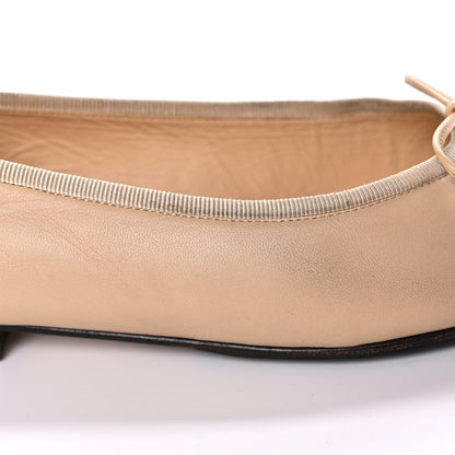Chanel Lambskin Cap Toe Ballerina Flats 38 Beige Black 12 of 15