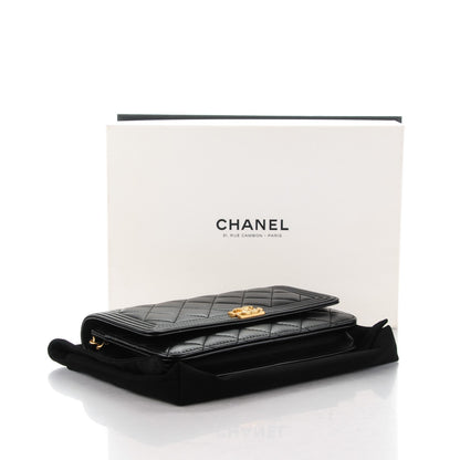 Chanel Lambskin Quilted Boy Wallet On Chain WOC Black 5 of 8