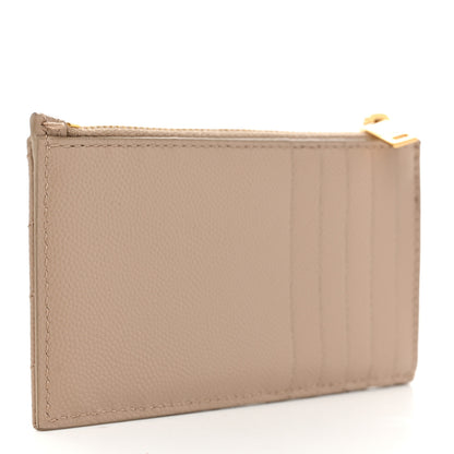 Saint Laurent Monogram Grain de Poudre 5 Fragments Zip Pouch Card Holder Dark Beige 3 of 7