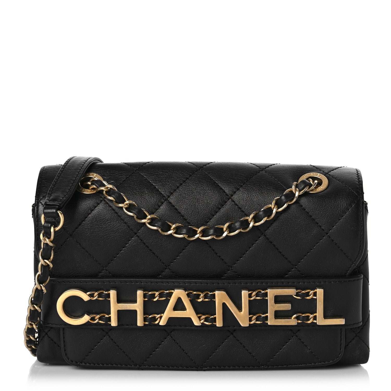 Chanel Calfskin Quilted Small Enchained Flap Black 1 of 12