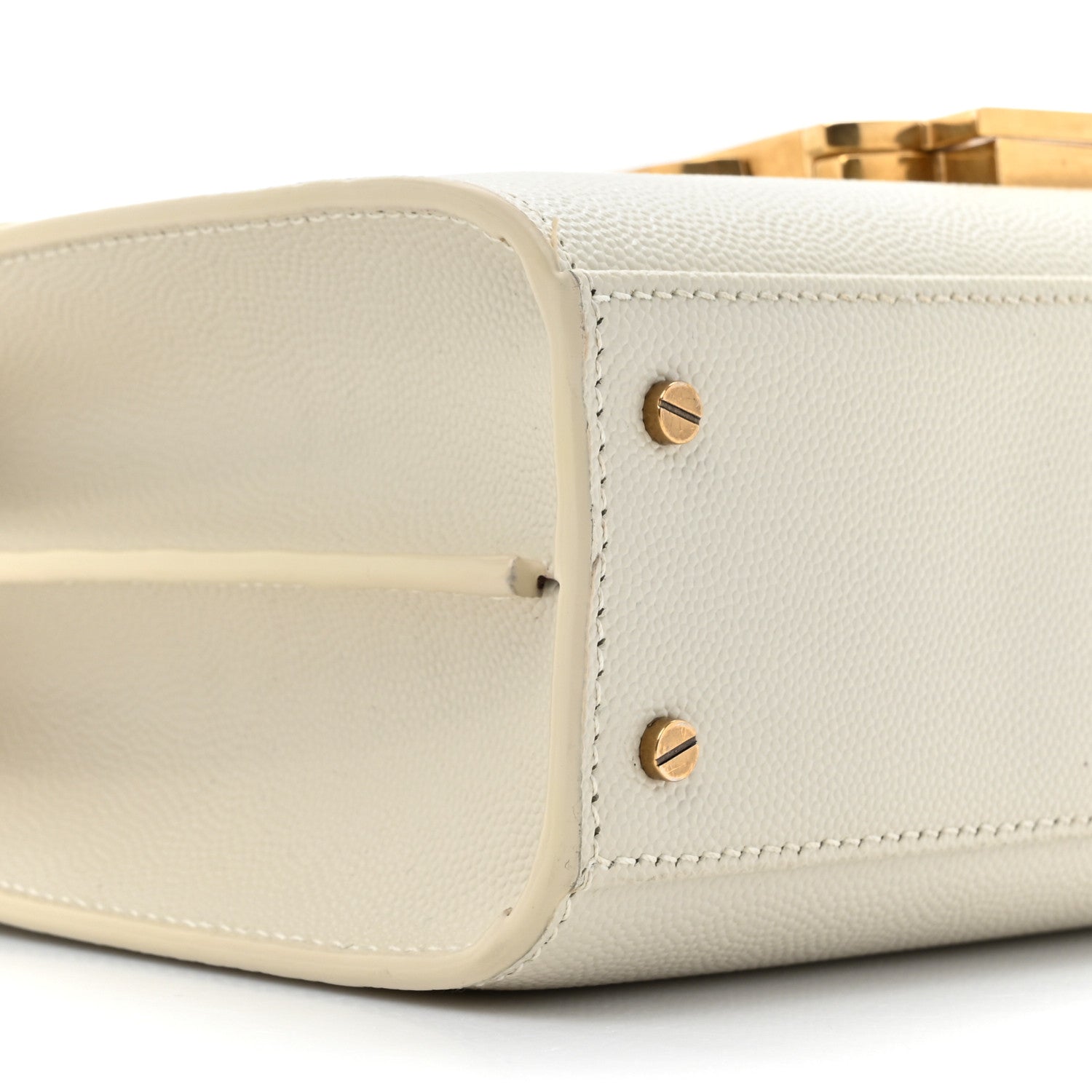 Saint Laurent Grain de Poudre Mini Classic Monogram Cassandra Top Handle Vintage White 10 of 16