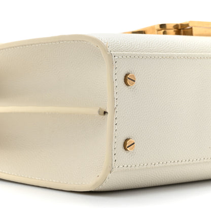 Saint Laurent Grain de Poudre Mini Classic Monogram Cassandra Top Handle Vintage White 10 of 16