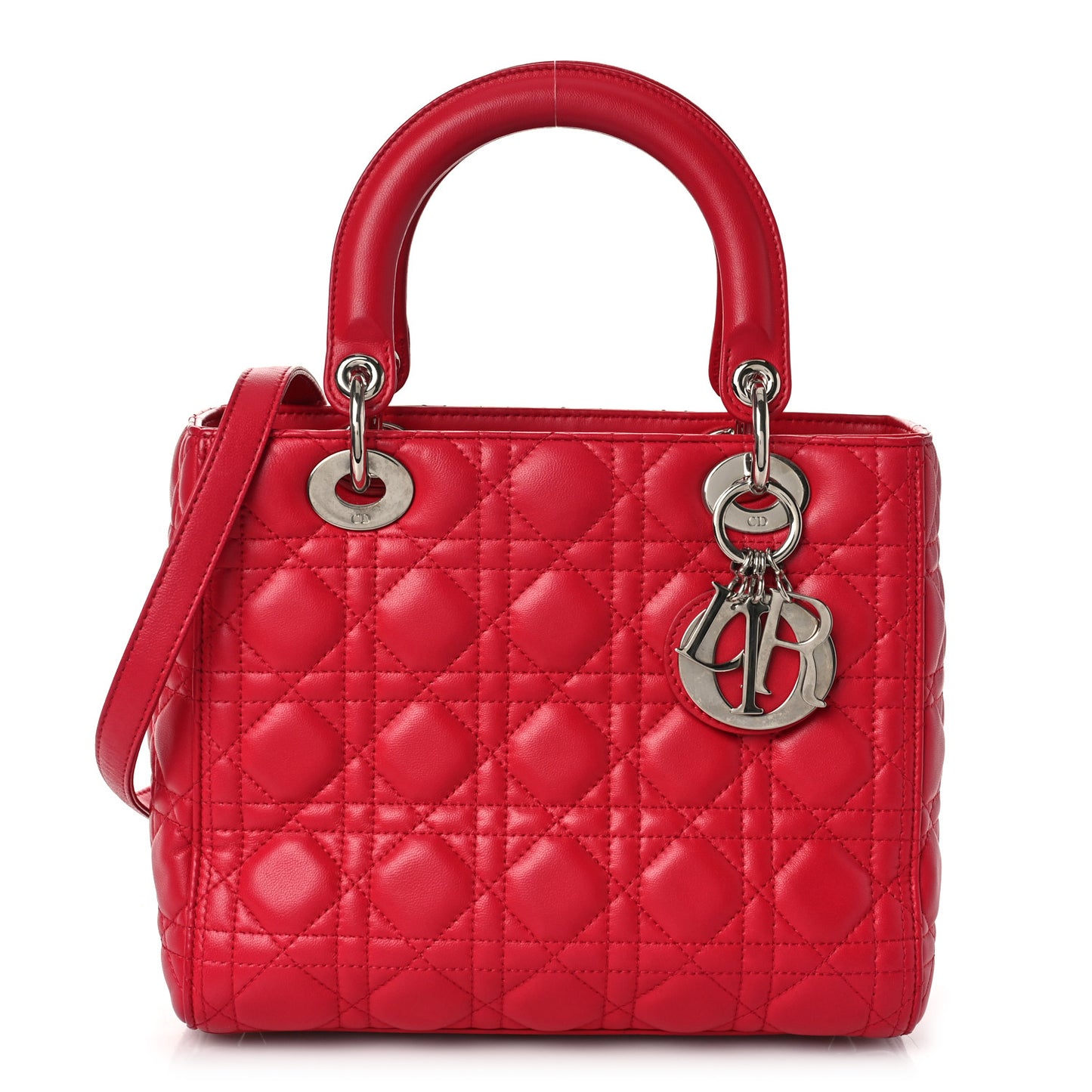 Lambskin Cannage Medium Lady Dior Fuchsia