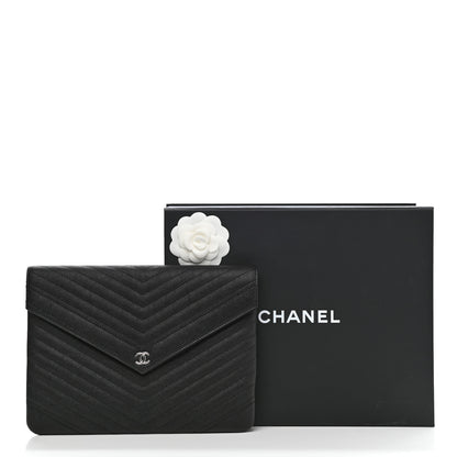 Chanel Calfskin Chevron Quilted Small Envelope Clutch Black 8 of 8