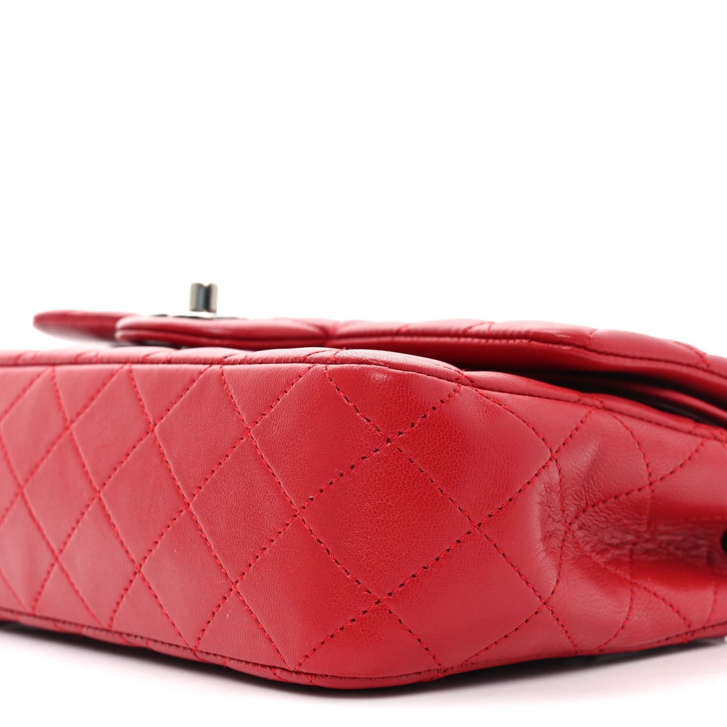 Lambskin Quilted Medium Double Flap Red