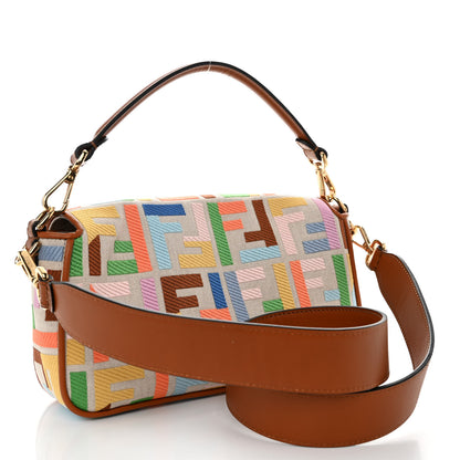 Fendi Kuban Canvas Vitello King FF Embroidered Baguette Grezzo Multicolor 4 of 10