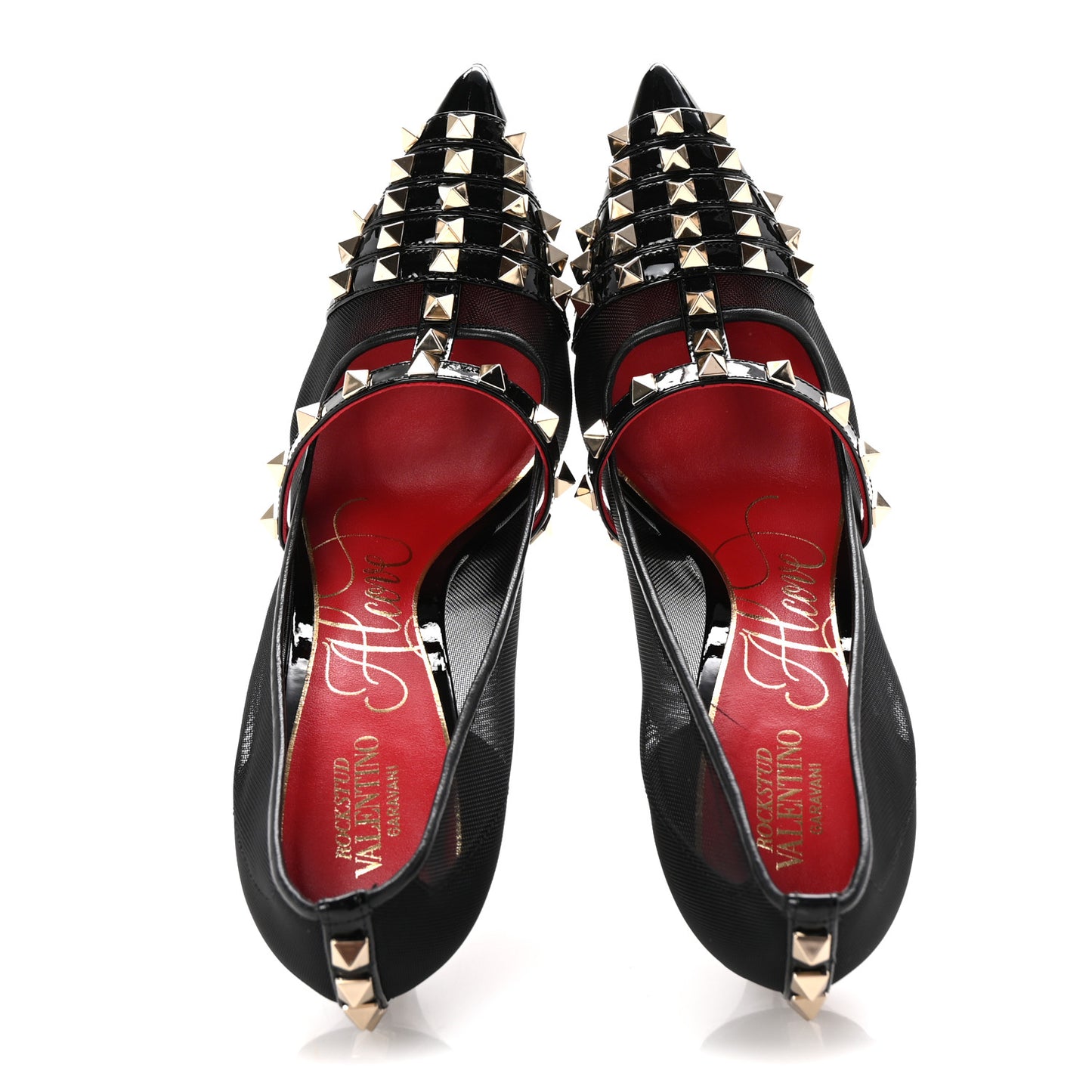 Mesh Patent Rockstud Alcove 100mm Pumps 38 Black